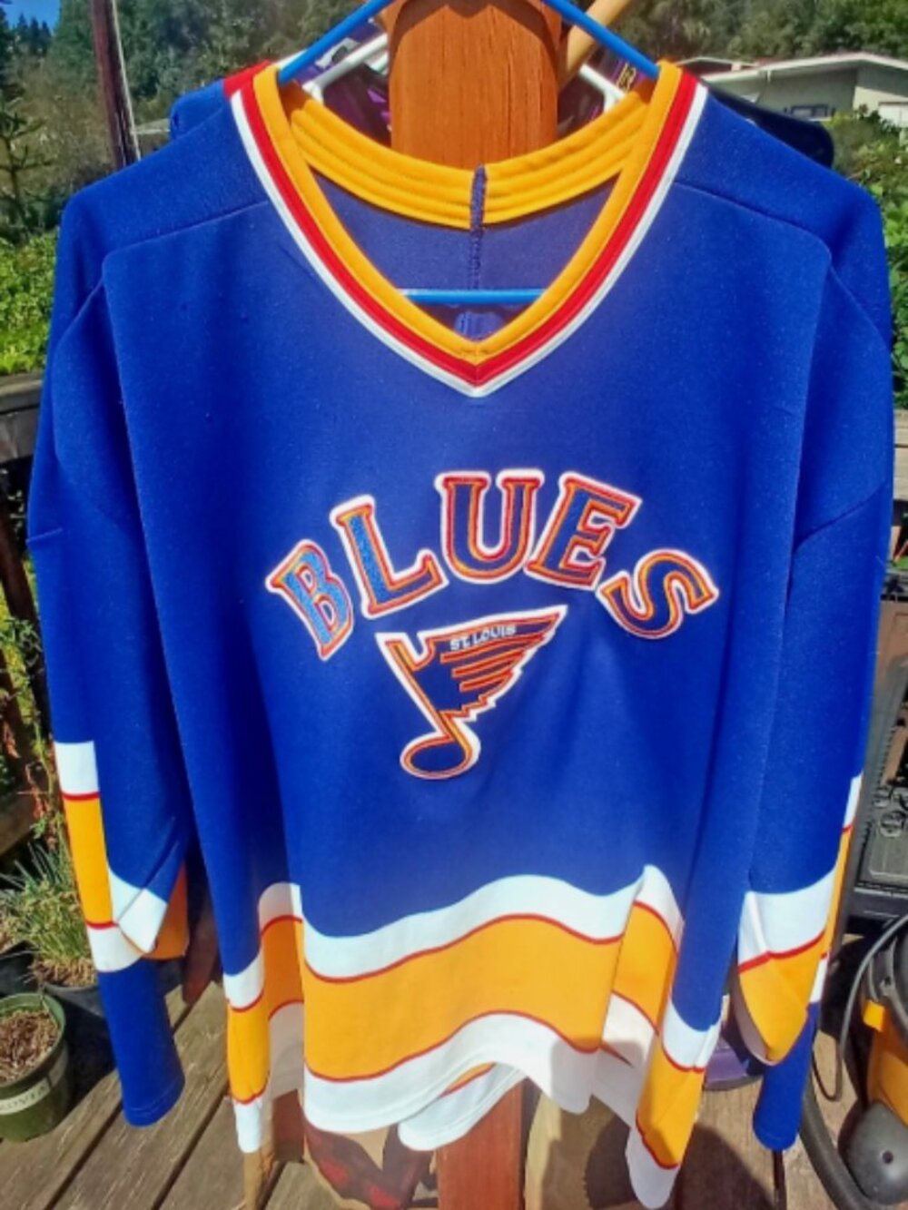(XL) 1980s CCM NHL St. Louis Blues hockey jersey classic blue note logo